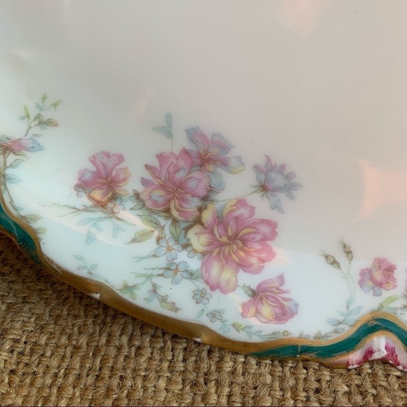 Antique Haviland Large Serving Plate Pink Flowers - Picture 4 of 7